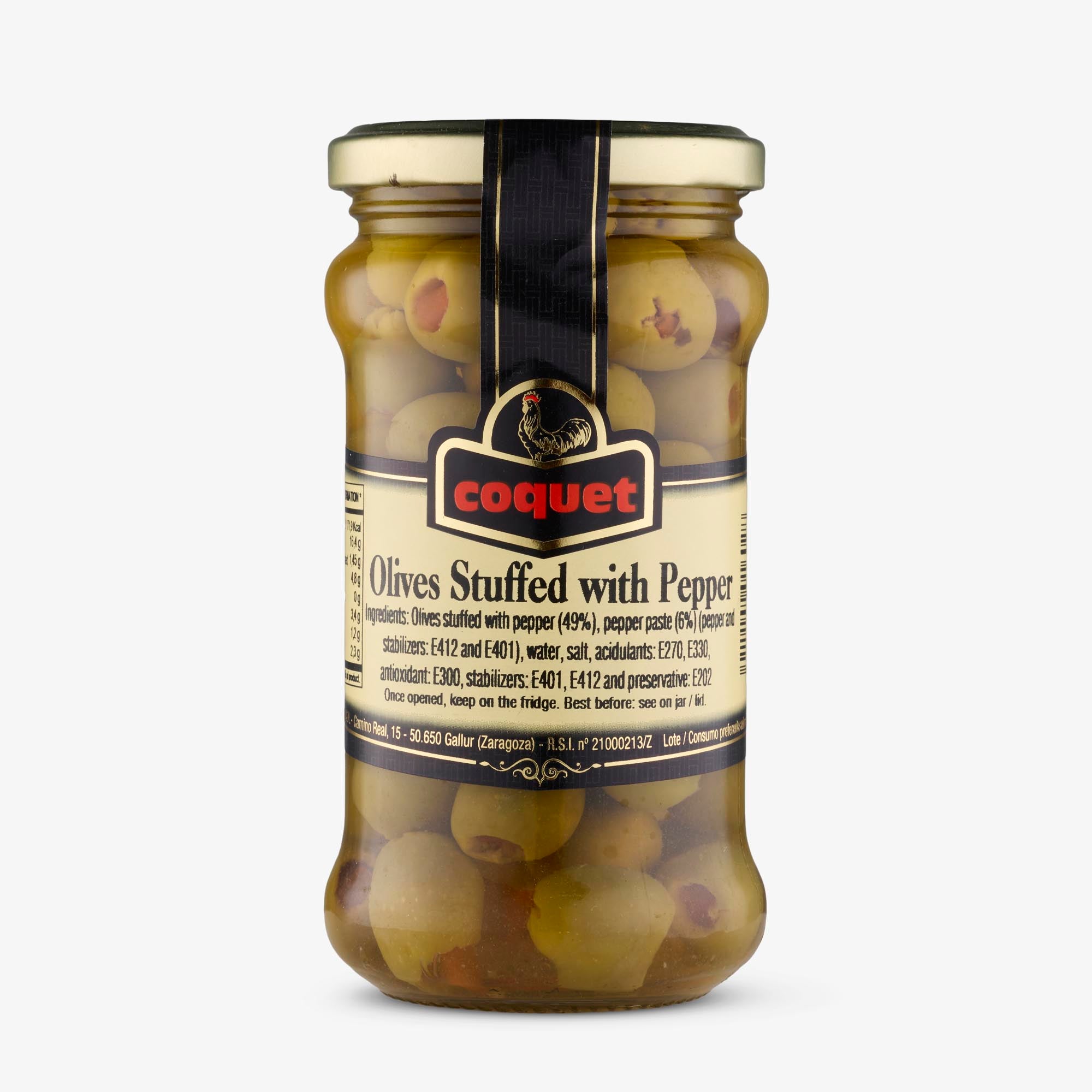 Coquet Green Manzanilla Olives stuffed with Red Pepper