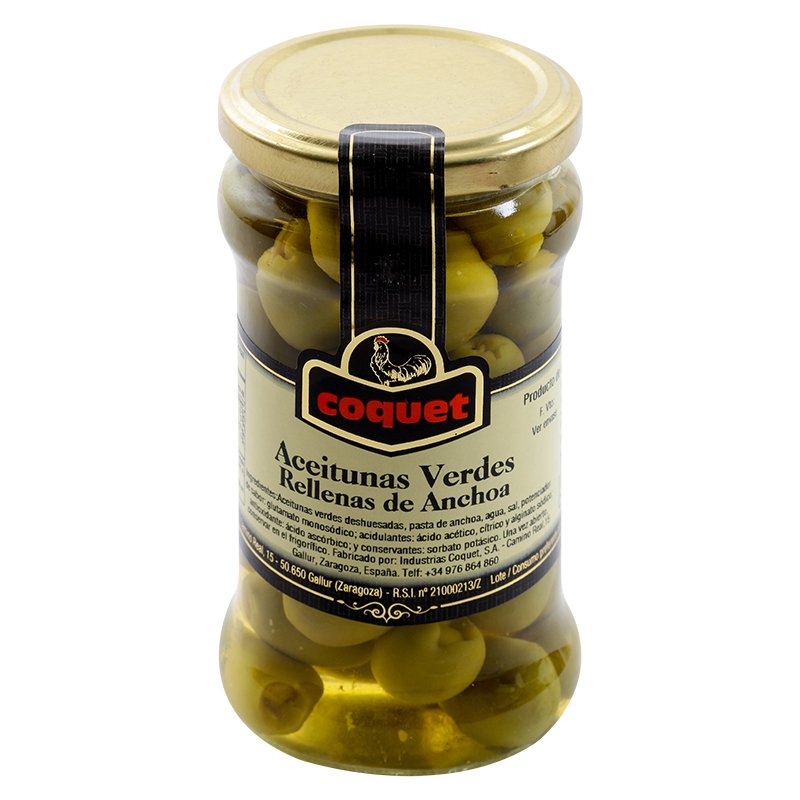 Coquet Green Manzanilla Olives stuffed with Anchovy