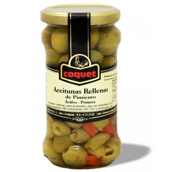 Coquet Green Manzanilla Olives stuffed with Red Pepper